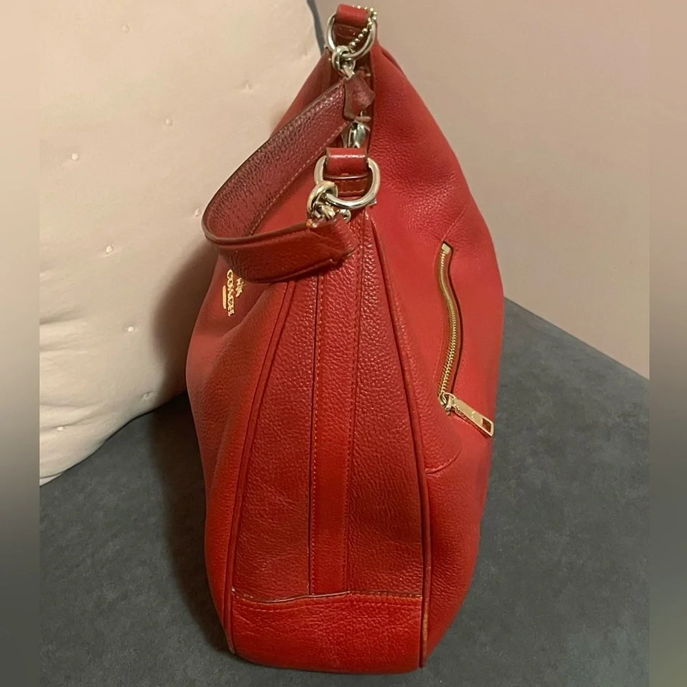 Coach Harley East West Hobo Large Red Hand Bag with Gold Hardware - Picture 7 of 11